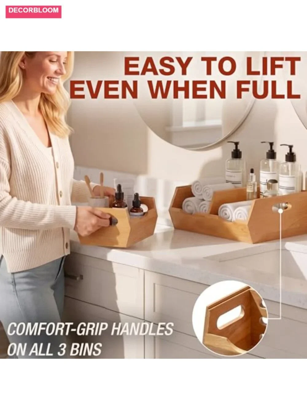 Stackable Solid Wood Storage Bins Pantry Countertop Produce Organizer